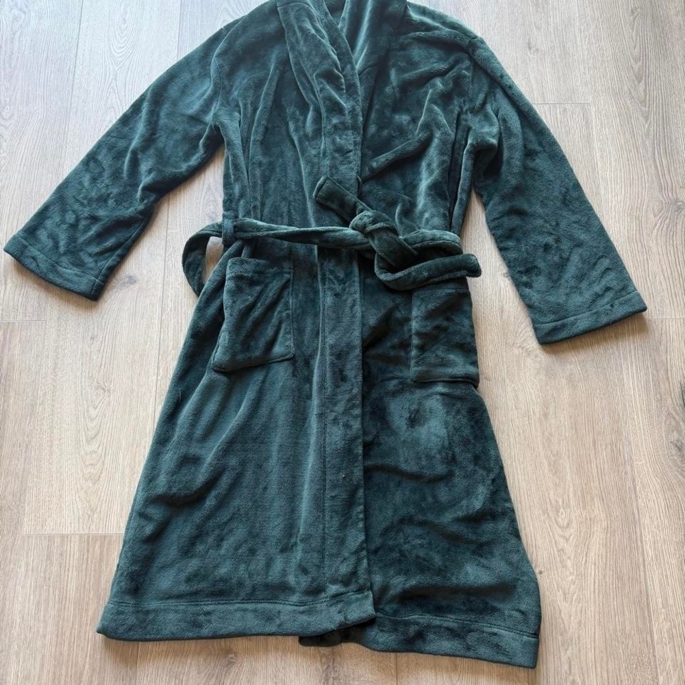 Goodfellow & Co Plush Fleece Robe Mens L/XL Forest Green Shawl Collar Belted - Picture 1 of 3